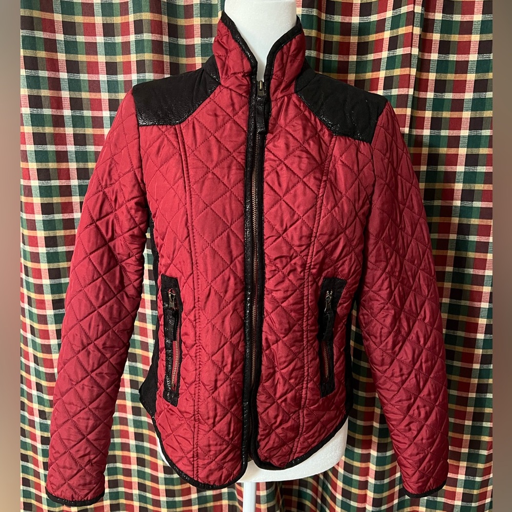 Last Kiss Red and Black Quilted Bomber Jacket